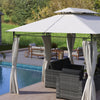 Outsunny 10' x 13' Double Roof Patio Gazebo With Curtains, Dark Grey