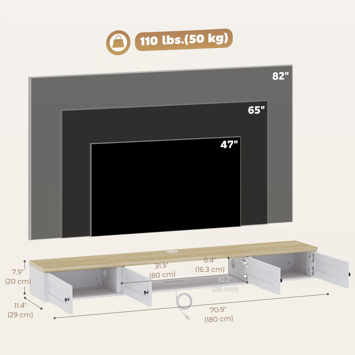 HOMCOM Floating TV Stand for TVs up to 82 Inch, Wall Mounted Media Console