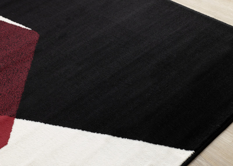 Forte Red Black White Geometric Area Rug - 7'9\" x 10'6\"