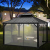 Costway 12ft X 10ft Hardtop Gazebo 2-tier Outdoor Galvanized Steel Canopy Grey