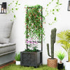 Outsunny Metal Planter Box Galvanized Planter with Trellis, Drainage Holes