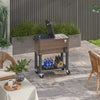 Outsunny Patio Cooler Cart, 60qt Outdoor Cooler with Locking Wheels, Brown