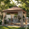 Outsunny 10' x 10' Patio Gazebo, Outdoor Gazebo Canopy, Dark Brown