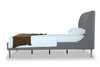 Heather Mid-Century Modern Velvet Upholstered Twin Bed in Gray and Gold | Lit une place Heather style milieu du siecle moderne en velours gris et or
