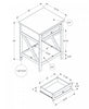 Accent Side End Table 2-Tier Bedroom Nightstand Storage Drawer Antique Grey Veneer Transitional|Table de bout, d’appoint et de nuit de style transitionnel à 2 niveaux, avec tiroir de rangement et placages gris antique pour la chambre à coucher