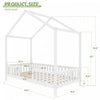 Paul Montessori Floor Bed with Canopy and High Railings,Twin Size，White Twin Bed | Paul Lit Montessori au sol avec baldaquin et barrieres hautes, Taille Simple, Blanc