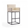 Ambassador Mid-Century Modern Metal Upholstered Barstool in Cream - Set of 2 Bar Stool | Tabouret de bar rembourre en metal style mid-century modern Ambassador, creme – Lot de 2