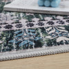 Aqua Green Flames Washable Non-slip Low Pile Area Rug 5'x7' | Aqua Flammes Verte Tapis Lavable Et Antiderapant A Poils Ras 5'x7'