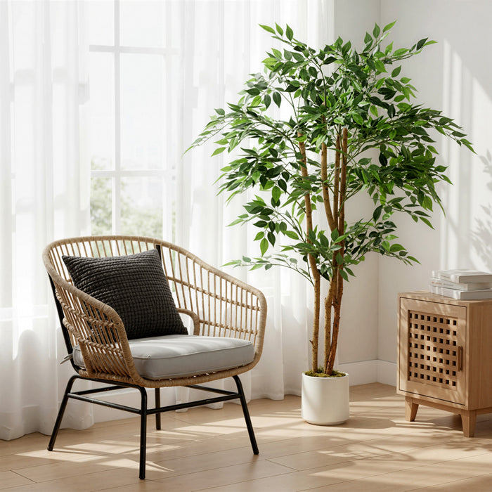 HOMCOM 5FT Artificial Banyan Tree, Set of 2 Artificial Plant for Home Decor