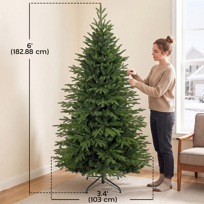 HOMCOM 6ft Artificial Christmas Tree with Foldable Metal Base, Green