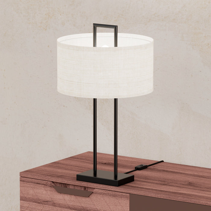 25\" Black Modern Table Lamp with Textured Shade
