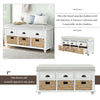 Harvey Solid Wood Storage Bench With Drawers And Rattan Baskets - White | Banc De Rangement Harvey En Bois Massif Avec Tiroirs Et Paniers En Rotin, Blanc