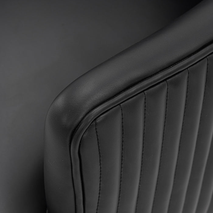 Raya Modern Wood Vegan Leather Dining Chair in Black - Set of 2