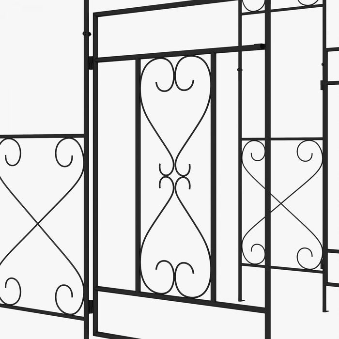 Outsunny 7.6ftmetal Garden Arch W/ Double Gate, Garden Arbor Trellis, Black