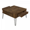 Hughey Square Coffee Table With 2 Drawers, Rustic Oak | Table Basse Carrée Hughey Avec 2 Tiroirs, Chêne Rustique