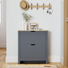 HOMCOM Narrow Shoe Cabinet for Entryway w/ 2 Flip Drawers Adjustable Shelf