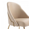 Gracie Modern Vegan Leather Metal Dining Chair in Tan and Gold - Set of 2 | Chaise de salle a manger moderne Gracie en cuir vegetalien et metal, couleur beige et or - Lot de 2