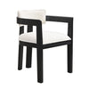 Evelyn Rubberwood Dining Chair with Armrests and Upholstery Seating Set of 2,Black | Evelyn Ensemble de 2 chaises de salle a manger en bois de caoutchouc avec accoudoirs et assise rembourree, noir
