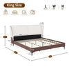 Ava Teddy Fleece Platform Bed with Wingback Headboard and Faux Upholstered, King Size, White King Bed  | Le lit plateforme Ava en polaire Teddy avec tete de lit a oreilles et revetement en simili cuir, taille King, couleur blanche