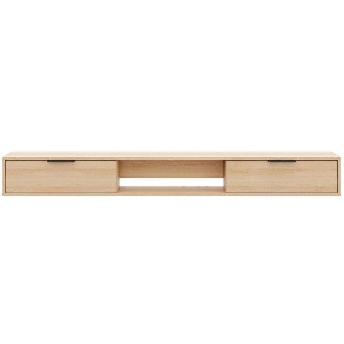 Nordika Slim 72\" Wall-Mounted TV Stand with 2 Storage Cabinets - Natural Blonde Oak