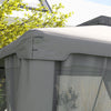 12' Outdoor Patio Gazebo Pavilion Canopy Tent With Netting, Light Grey