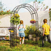 Outsunny 7.4ft Steel Garden Arch With Gate, Garden Arbor Trellis, Black
