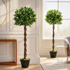Outsunny 4FT Artificial Laurel Tree Set of 2, Lifelike Potted Fake Plant