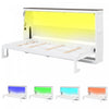 Olivia Solid Wood Murphy Bed with LED Light and Foldable Cabinet,Twin Size,White Twin Bed | Lit escamotable Olivia en bois massif avec lumiere LED et armoire pliante, taille simple, blanc