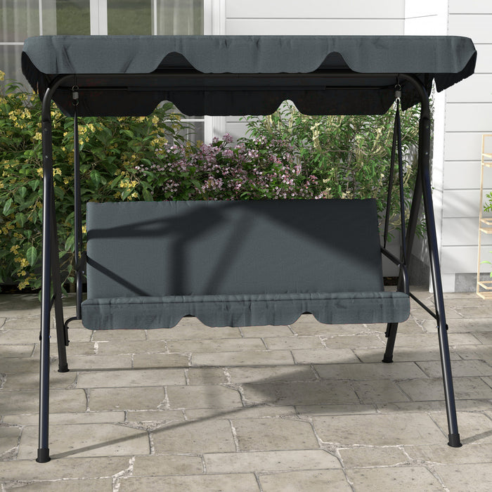 Outsunny 3-seat Patio Swing Chair With Adjustable Canopy Grey