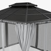 Outsunny 10' X 12' Outdoor Gazebo Canopy, Double roof Hardtop Gazebo With polycarbonate Roof, Steel |Outsunny 10' X 12' Gazebo Exterieur, Gazebo A Double Toit Rigide Avec Toit En Polycarbonate, Cadre E