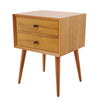 Emma Mid-Century Modern Nightstand with 2 Drawers,Natural | Emma Table de Nuit Moderne Mid-Century avec 2 Tiroirs, Naturel