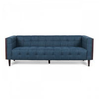 Dana 3-seater Tufted Fabric Sofa With Birch Wood Frame - Navy Blue