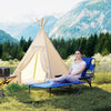 Outsunny Folding Lounge Chair W/ Reclining Back, Tanning Chair, Dark Blue