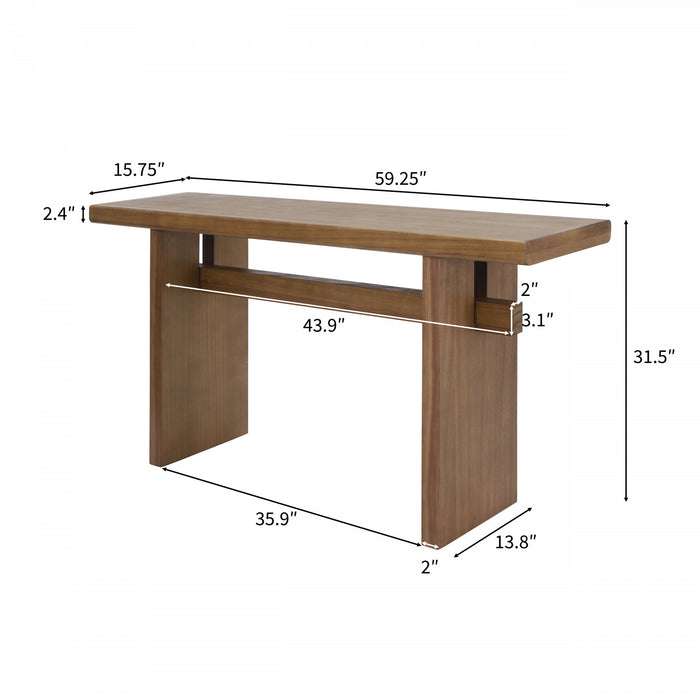 Emma 59.25\" Farmhouse Style Sofa Table for Entryway - Antique Brown