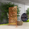 Outsunny Metal Outdoor Privacy Screen, Decorative Outdoor Divider, Brown