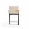 Ambassador Mid-Century Modern Metal Upholstered Counter Stool in Cream - Set of 3 Bar Stool | Tabouret de comptoir rembourre en metal style mid-century modern Ambassador, creme - Lot de 3