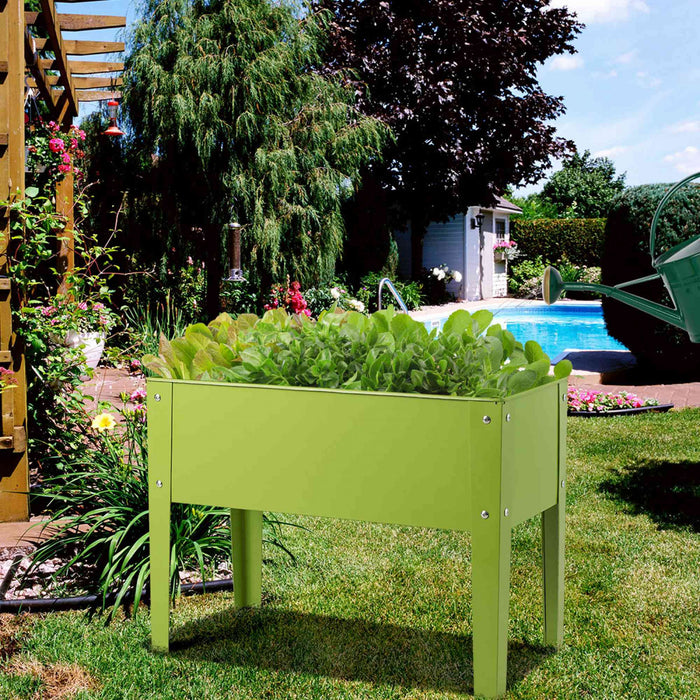 Costway 24\" X11\" Outdoor Elevated Garden Plant Stand Raised Tall Flower Bed Box