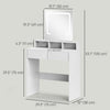 HOMCOM Makeup Vanity Desk with Mirror, 3 Colour LED Lights, Drawers, White