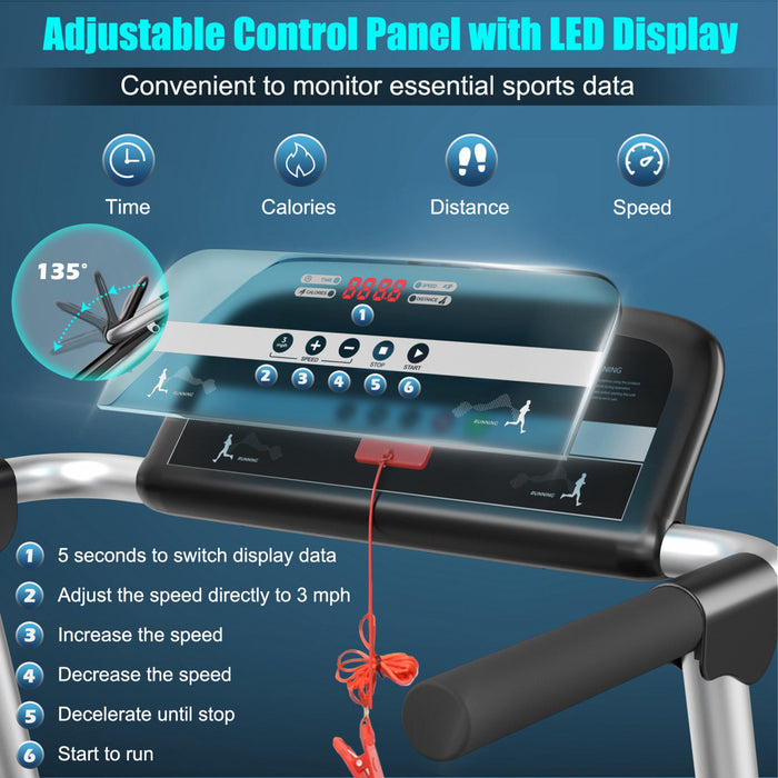 Superfit 2.25hp Folding Led Treadmill Electric Running Walking Machine With App Control Gym