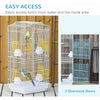 Pawhut 36" Bird Cage For Finches, Canaries Budgies, Parrot Cage With Accessories Handle, White|Pawhut 36" Cage A Oiseaux Ara Maison De Jeu Cacatoes Perroquet Cage De Vol 2 Portes Perchoir 4 Mange