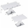 Liam Modern Rectangle Stretchable Dining Table with X-Shape Legs and Metal Base,White | Liam Table a manger rectangulaire moderne extensible avec pieds en X et base en metal, blanc