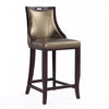 Emperor Traditional Wood Upholstered Barstool in Bronze - Set of 2 | Tabouret de bar en bois traditionnel Emperor avec assise rembourree, bronze - Lot de 2