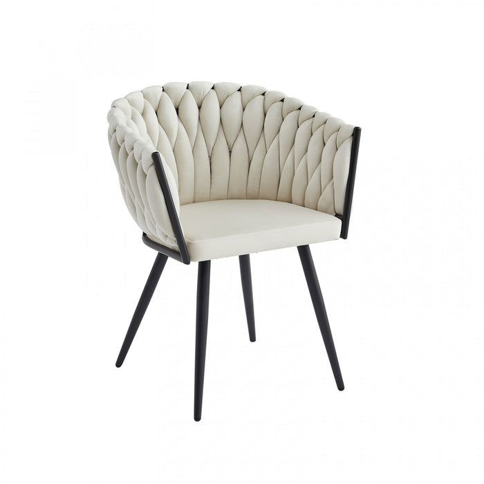 Hildy Accent Dining Arm Chair, Beige Velvet (set of 2) 