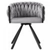 Amelia Velvet Swivel Dining Chairs with Tufted Upholstered and Metal Legs Set of 2, Grey  | Chaises de salle a manger pivotantes Amelia en velours avec revetement capitonne et pieds en metal, lot de 2, gris