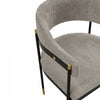 Lia Modern Metal Chenille Armchair in Stone - Set of 2 Dining Chair | Fauteuil en metal moderne Lia avec revetement en chenille couleur pierre - Lot de 2