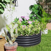 Outsunny Metal Planter, 4 x 4 x 1.5 ft Outdoor Garden Box Dark Grey