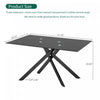 Ethan 51.18" Rectangular Tempered Glass Dining Table with Stylish Metal Legs,Black Coffee Table | Table a manger rectangulaire en verre trempe de 51,18" Ethan avec pieds metalliques elegants, noire