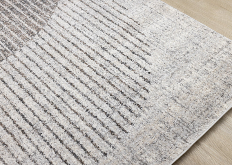 Solace Soft Low-Pile Grey White Merging Circles Area Rug - 3'11\" x 5'7\"