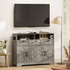 HOMCOM Sideboard, Buffet Cabinet with 4 Barn Doors and 3 Drawers Grey