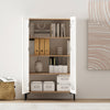 Abbey Modern 32" Tempered Glass Bookcase Cabinet in Maple and Off White (4-Shelf) | Armoire bibliotheque moderne Abbey 32" en verre trempe, erable et blanc casse (4 etageres)